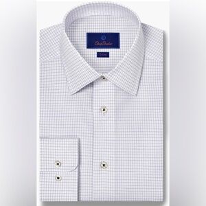 NWOT David Donahue Men's Blue Checkered Dress Shirt